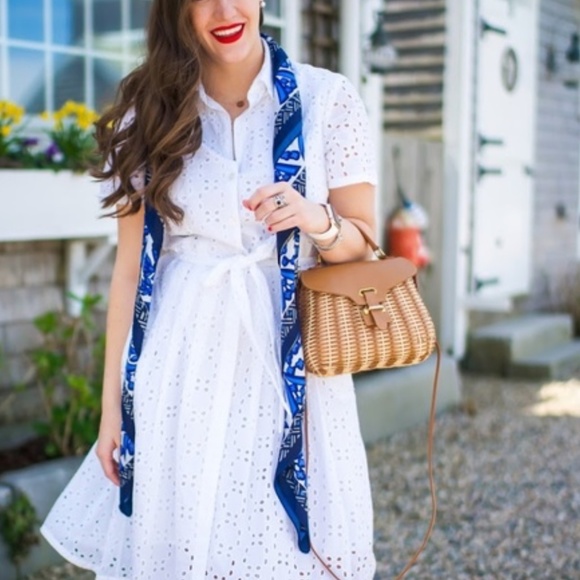 NEW WITH TAGS BROOKS BROTHERS EYELET SHIRTDRESS…SIZE 0 FULLY LINED…IN DEMAND - Picture 1 of 9